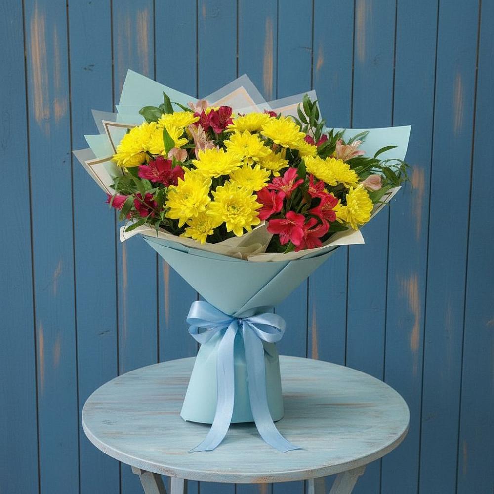 Букет цветов из: Альстромерии и Хризантемы в Ефимово