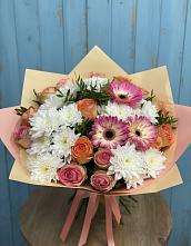 Букет цветов из:  Розы, Герберы и Хризантемы в Ефимово