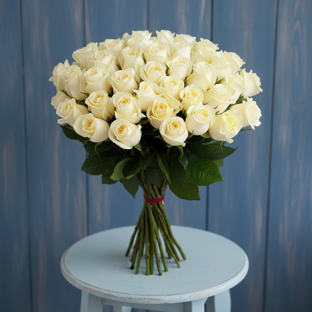Букет 51 Белая роза Эдлесс Лав в Ефимово