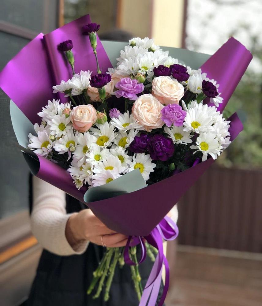 Букет цветов из: Хризантемы, Гвоздики и Розы в Ефимово