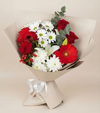 Букет цветов из:  Розы, Хризантемы, Герберы и Лилии в Ефимово