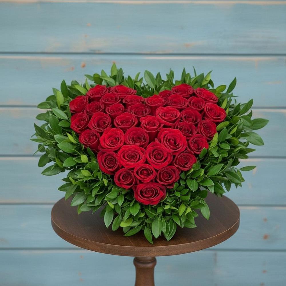 Цветочная композиция из Розы в виде сердца в Ефимово