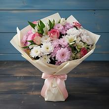 Букет цветов из:  Хризантемы, Альстромерии и Розы в Ефимово