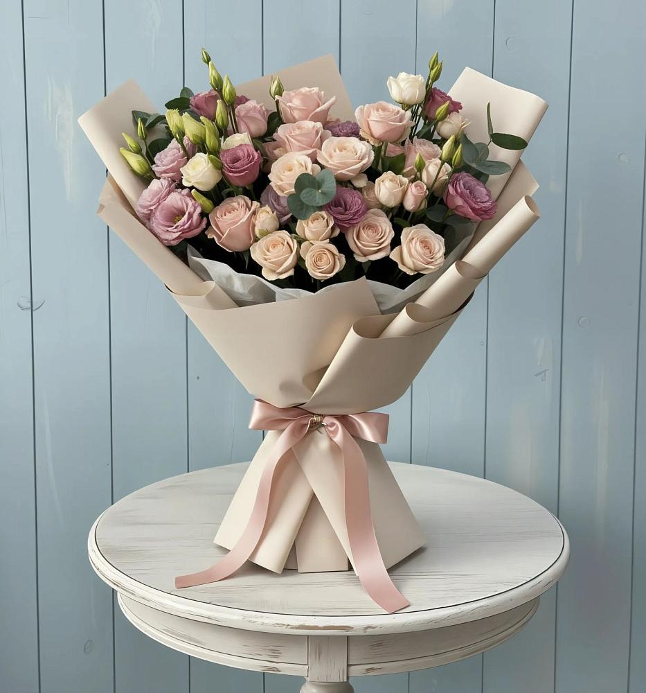 Букет цветов из: Розы и Лизиантусы в Ефимово