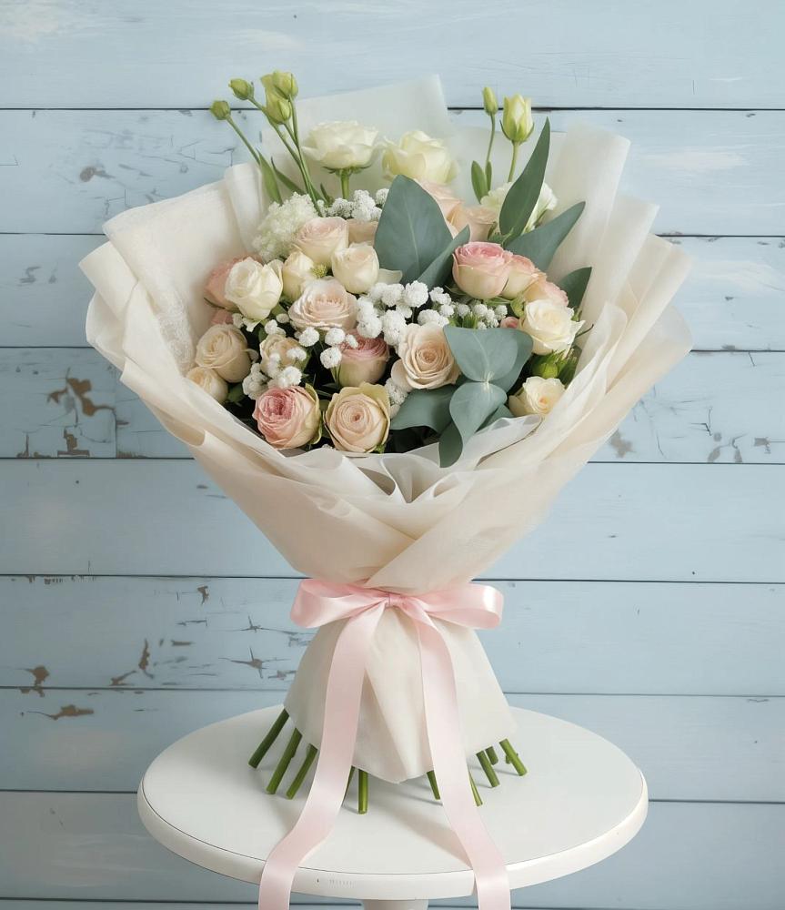 Букет цветов из: Розы и Лизиантусы в Ефимово