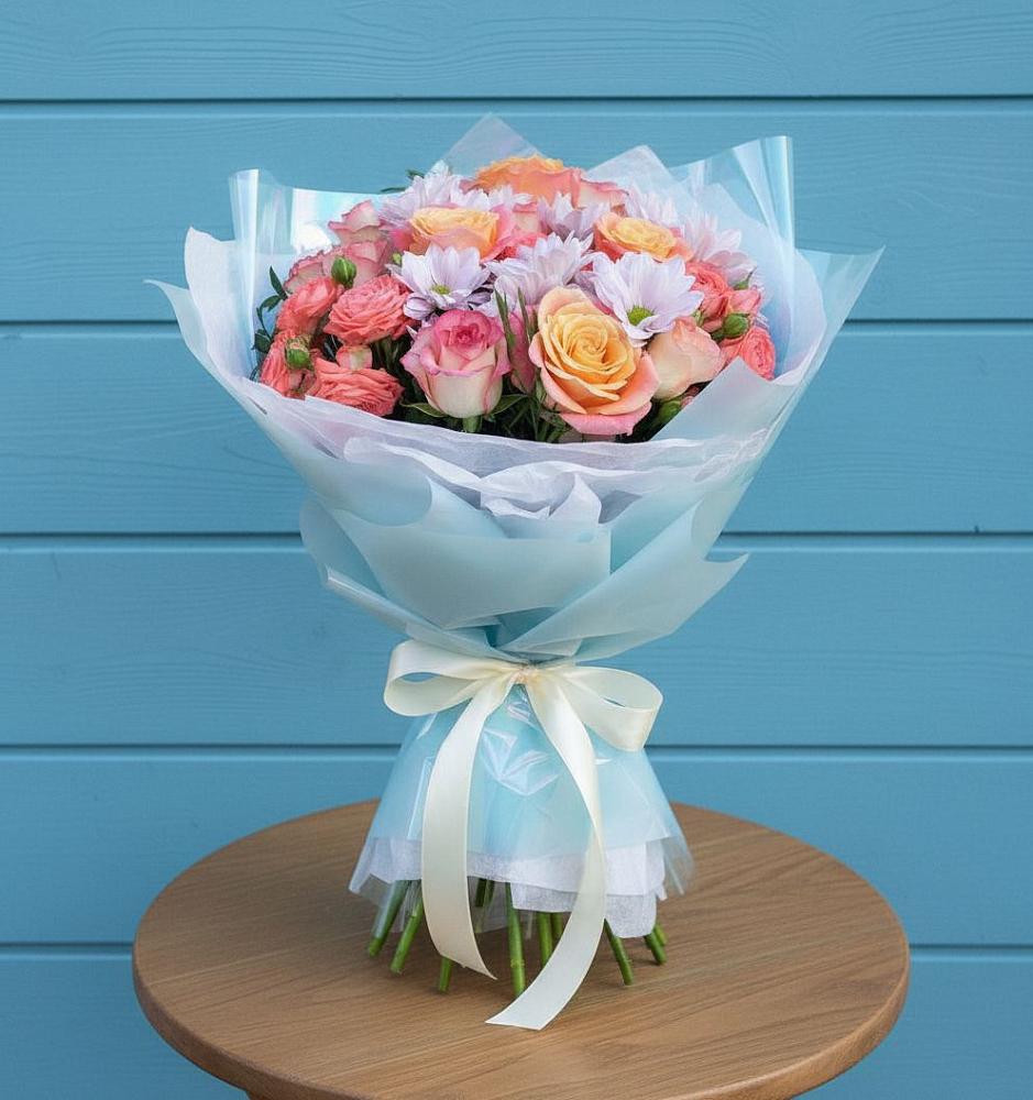 Букет цветов из: Хризантемы и Розы в Ефимово