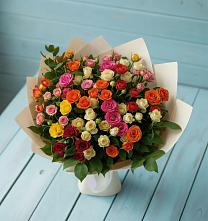 Букет Микс из разноцветных кустовых роз в Ефимово